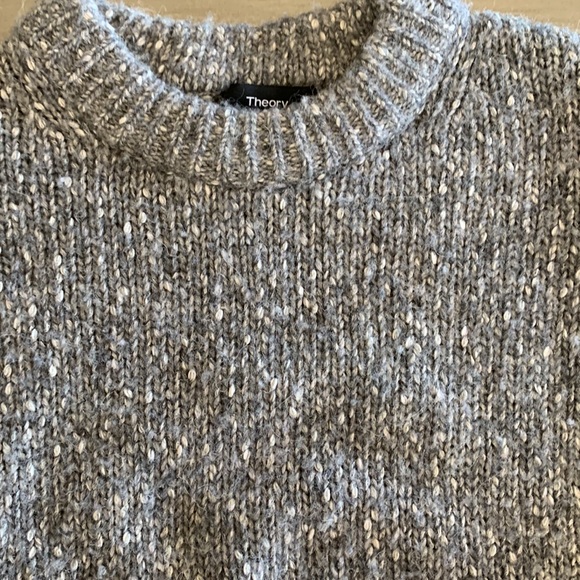 Theory Tweed Alpaca Soft Speckled Crewneck Sweater Heather Grey Sz S - Picture 3 of 7